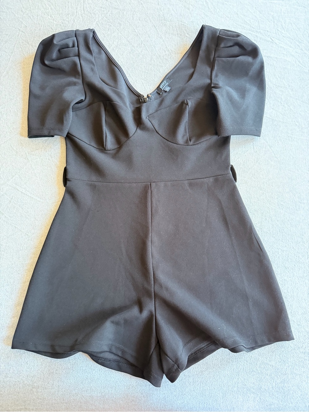 privy Black Sweetheart Neck Romper